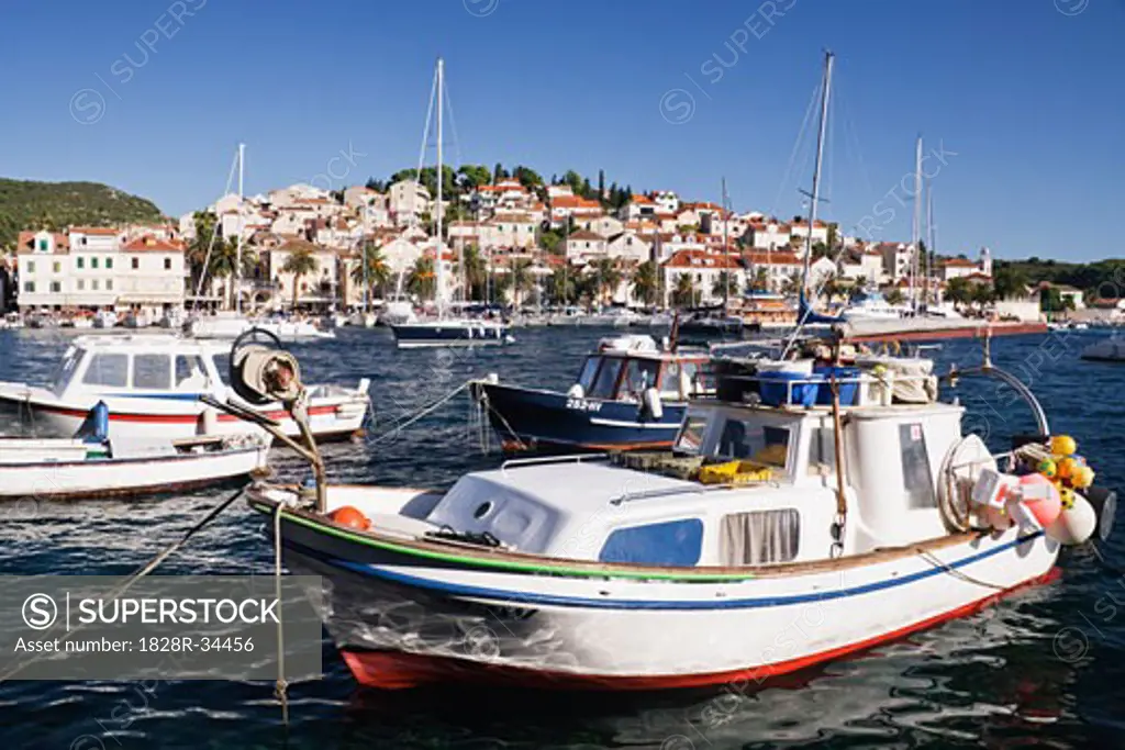 Boats in Harbour, Hvar Town, Hvar, Croatia   