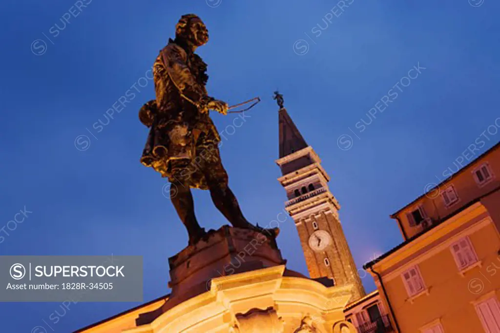 Statue of Giuseppe Tartini, Piran, Slovenia   