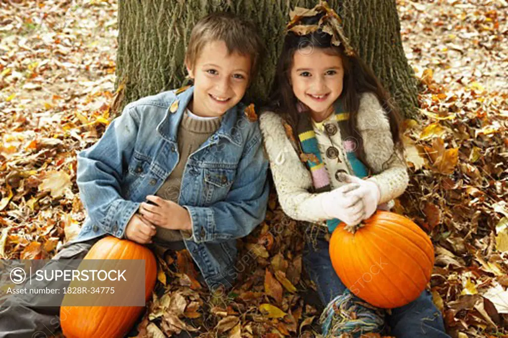 Children with Pumpkins   
