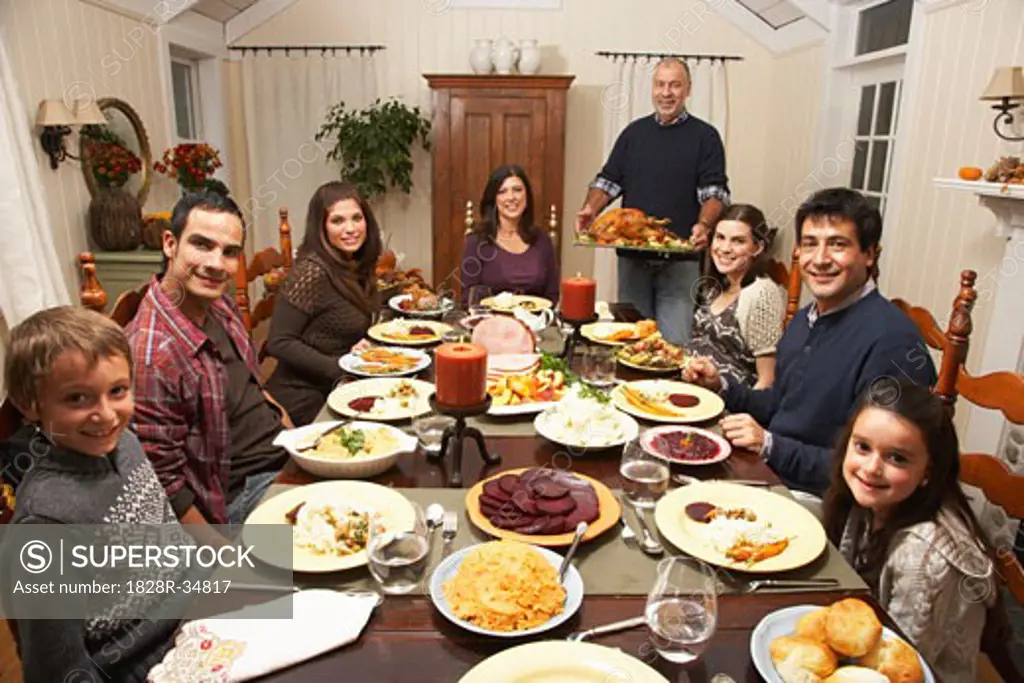 Family Having Thanksgiving Dinner   