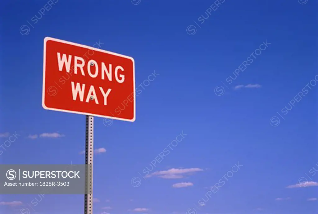 Wrong Way Sign and Sky   