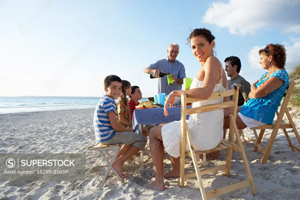 Family Eating Outdoors   