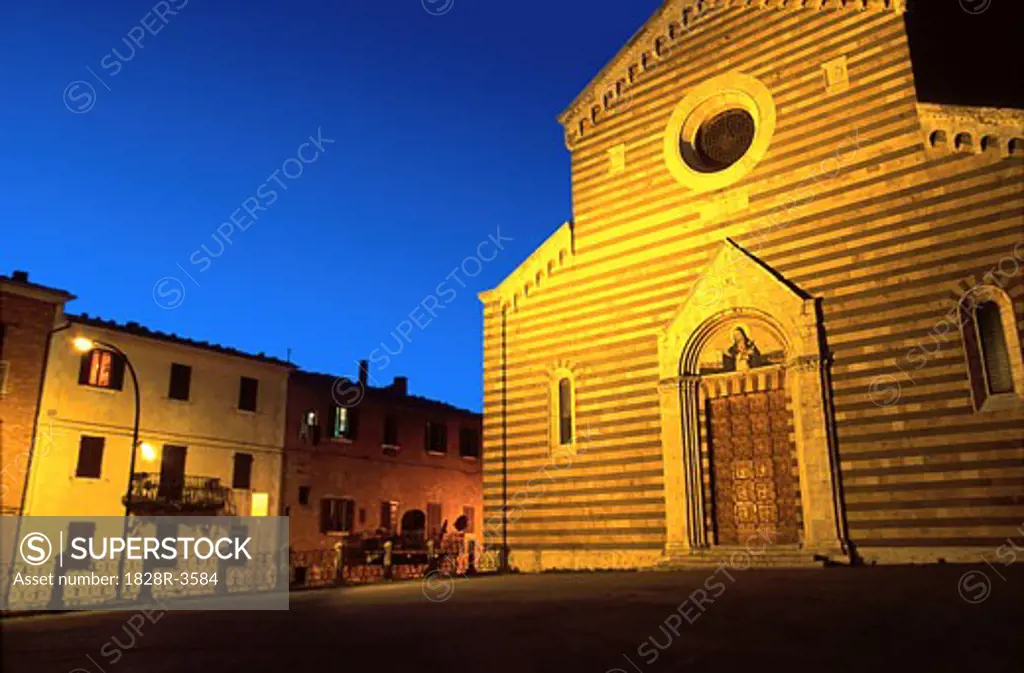 St. Agnes Church at Night Montepulciano Tuscany, Italy   