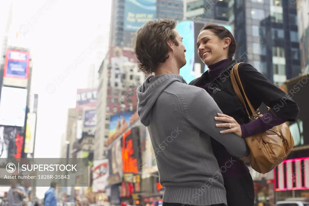 Couple Hugging in City, New York City, New York, USA   