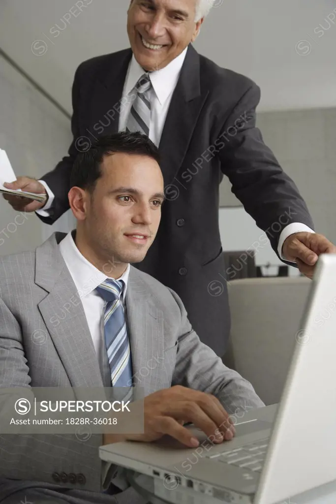 Businessmen Using Laptop Computer   