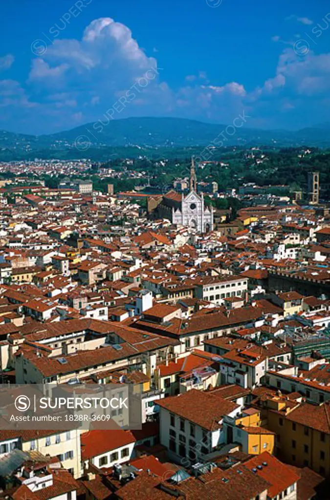 Aerial View of City, Florence, Tuscany, Italy   