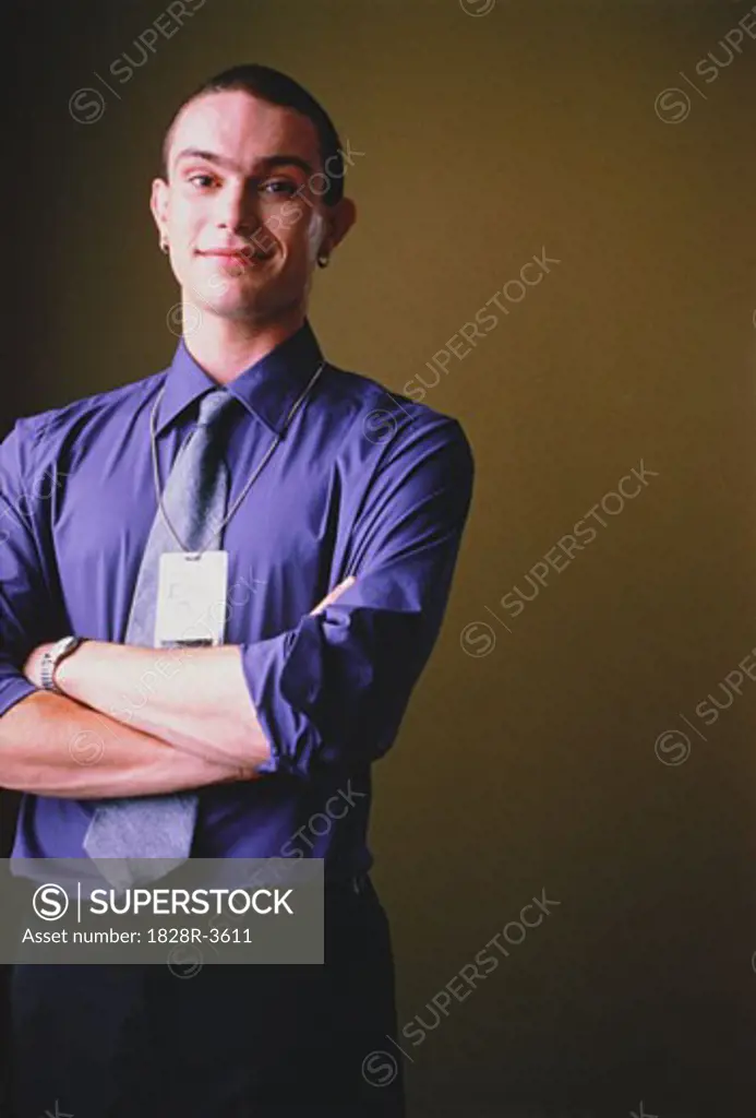 Portrait of Businessman with ID Card   