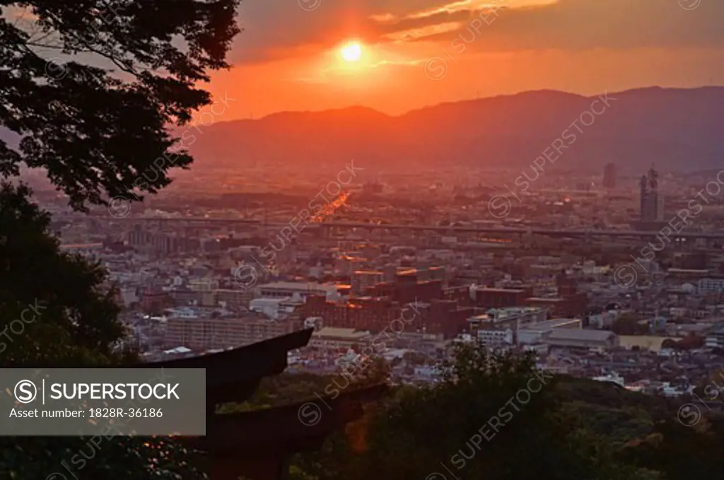 Overview of City, Kyoto, Kansai, Honshu, Japan   