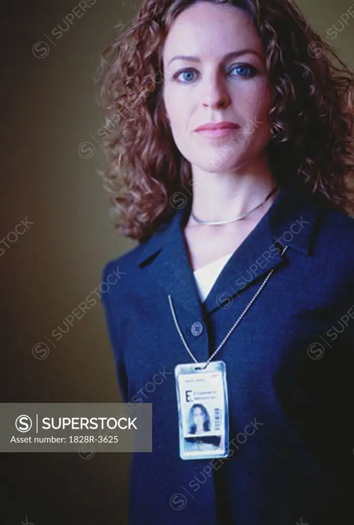 Portrait of Businesswoman with ID Card   