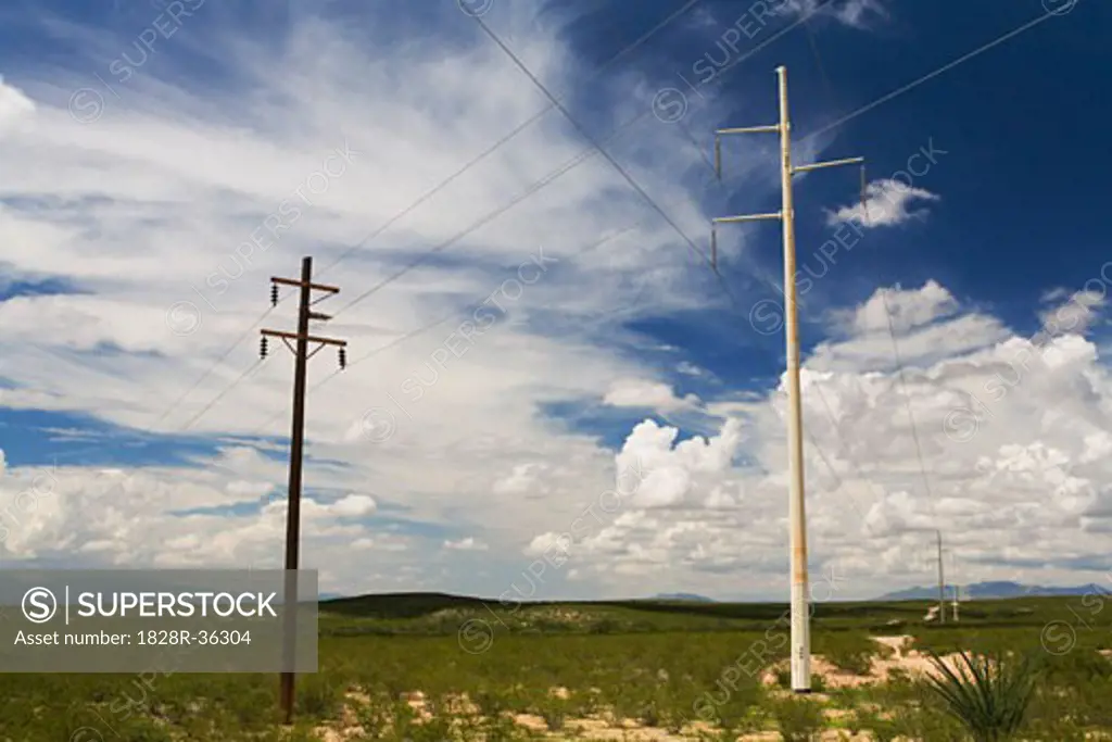 Hydro Poles in Nevada Desert, USA   