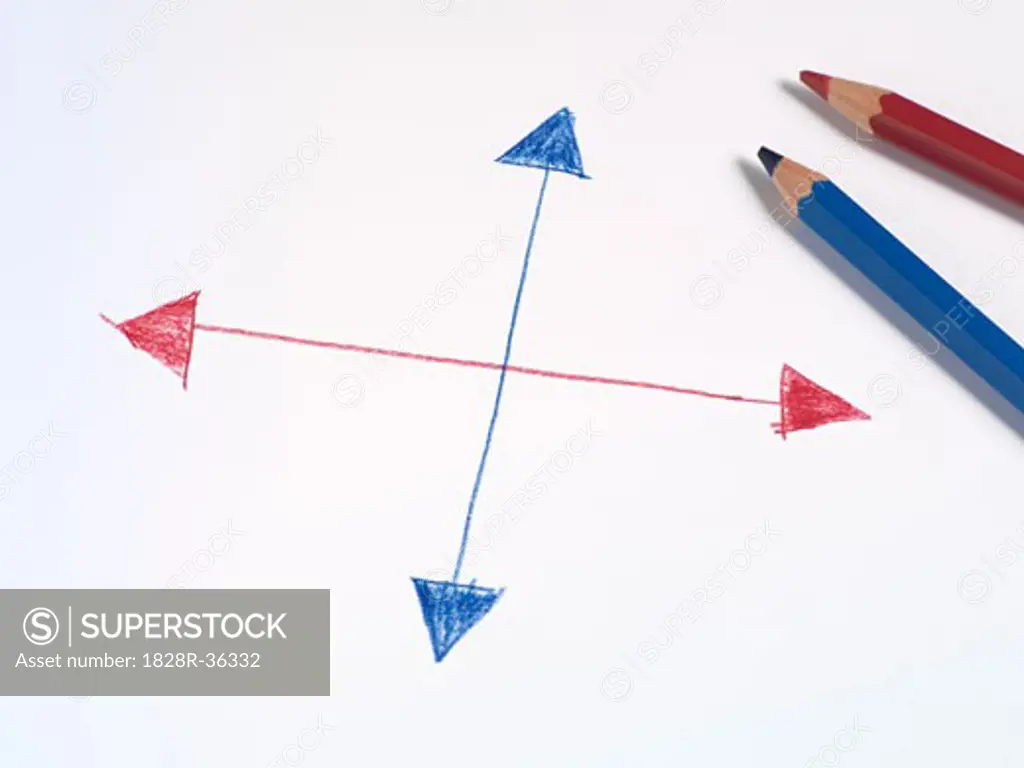 Drawn Arrows and Colored Pencils   