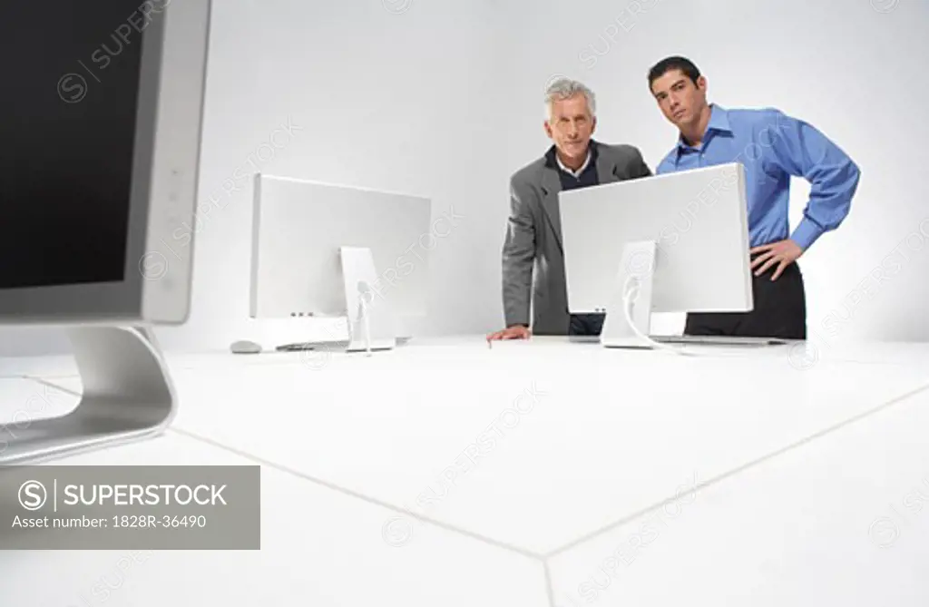 Businessmen Looking at Computer Screen   