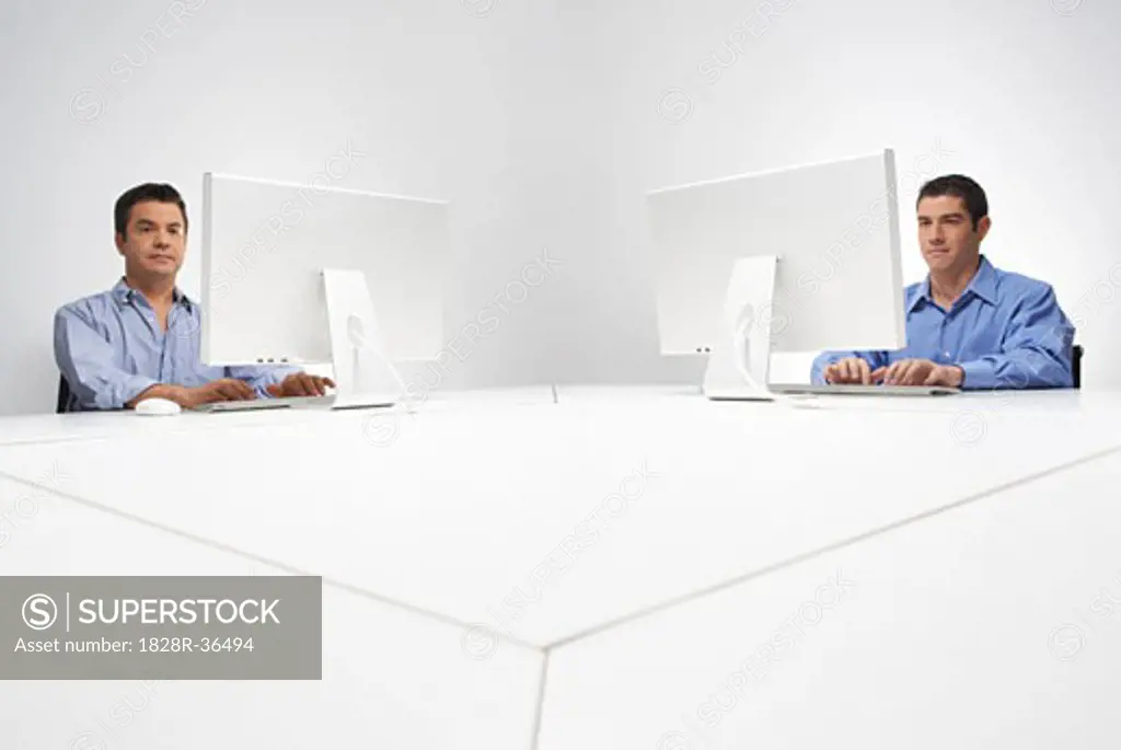 Businessmen Working on Computers   