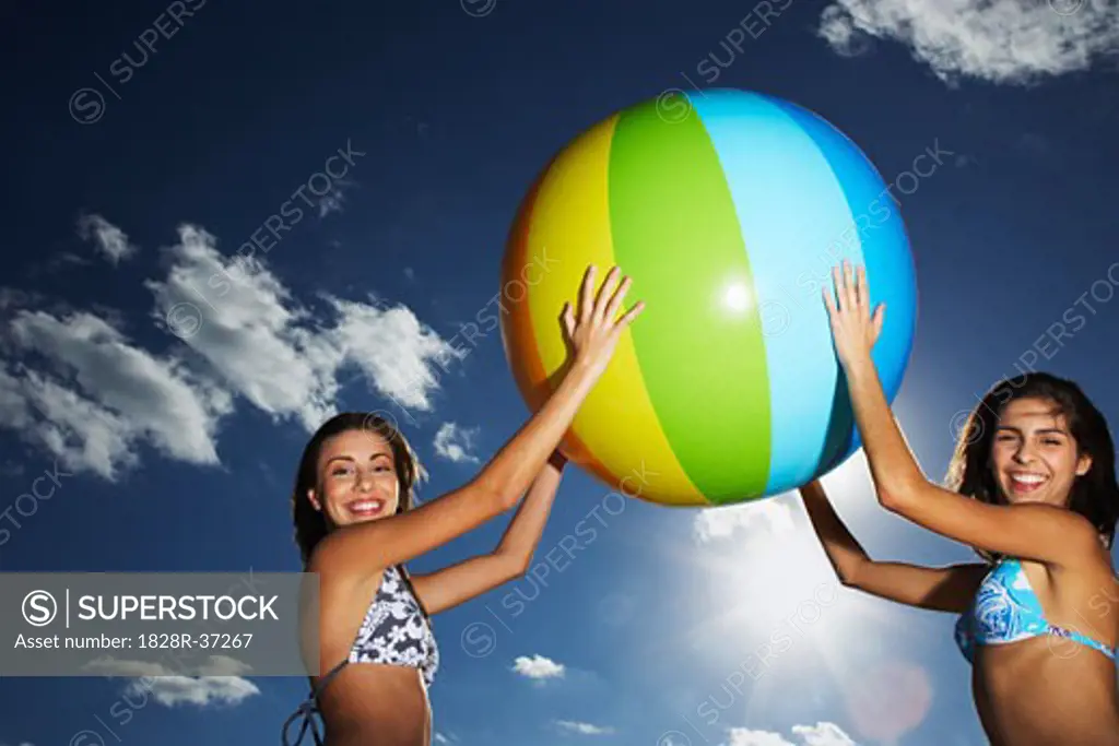 Girls Playing with Beach Ball   
