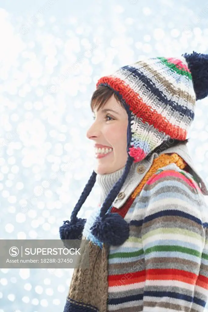 Portrait of Woman Wearing Winter Clothing   