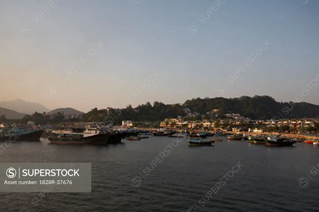 Boats in Harbor, Cheung Chau Island, China   