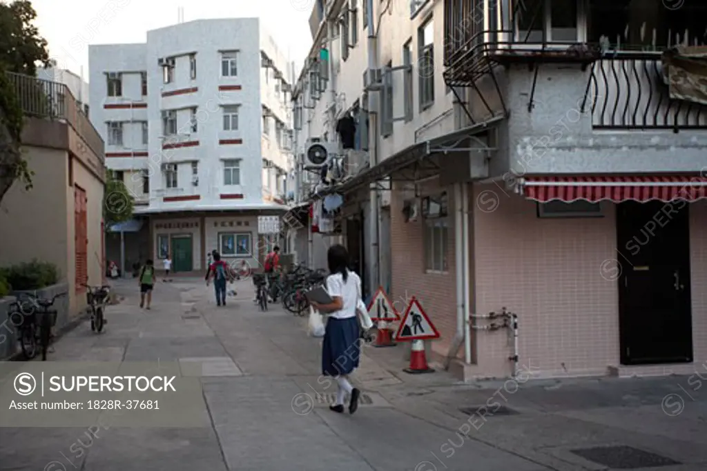 People Walking in Street, Cheung Chau, China   