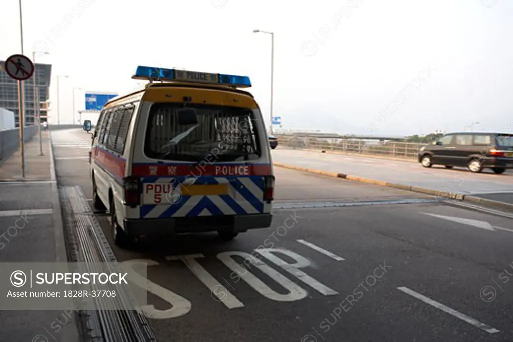 Police Van at Hong Kong Airport, Hong Kong, China   