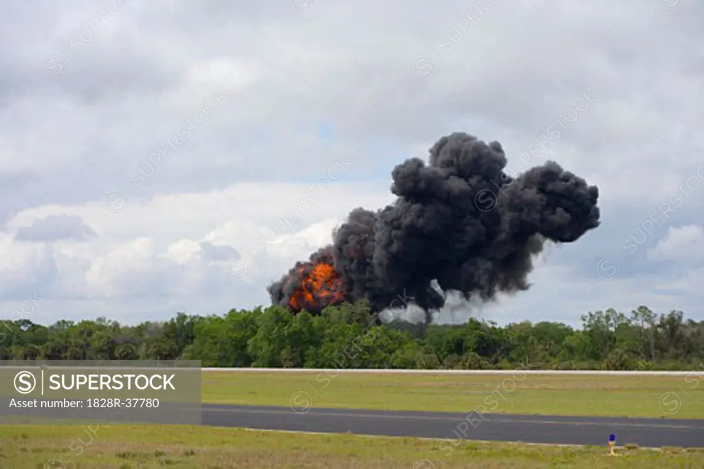 Flames of Crash Landing, Titusville, Florida, USA   