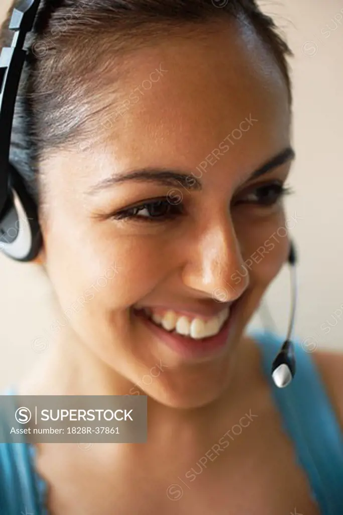Portrait of Businesswoman Wearing Headset   