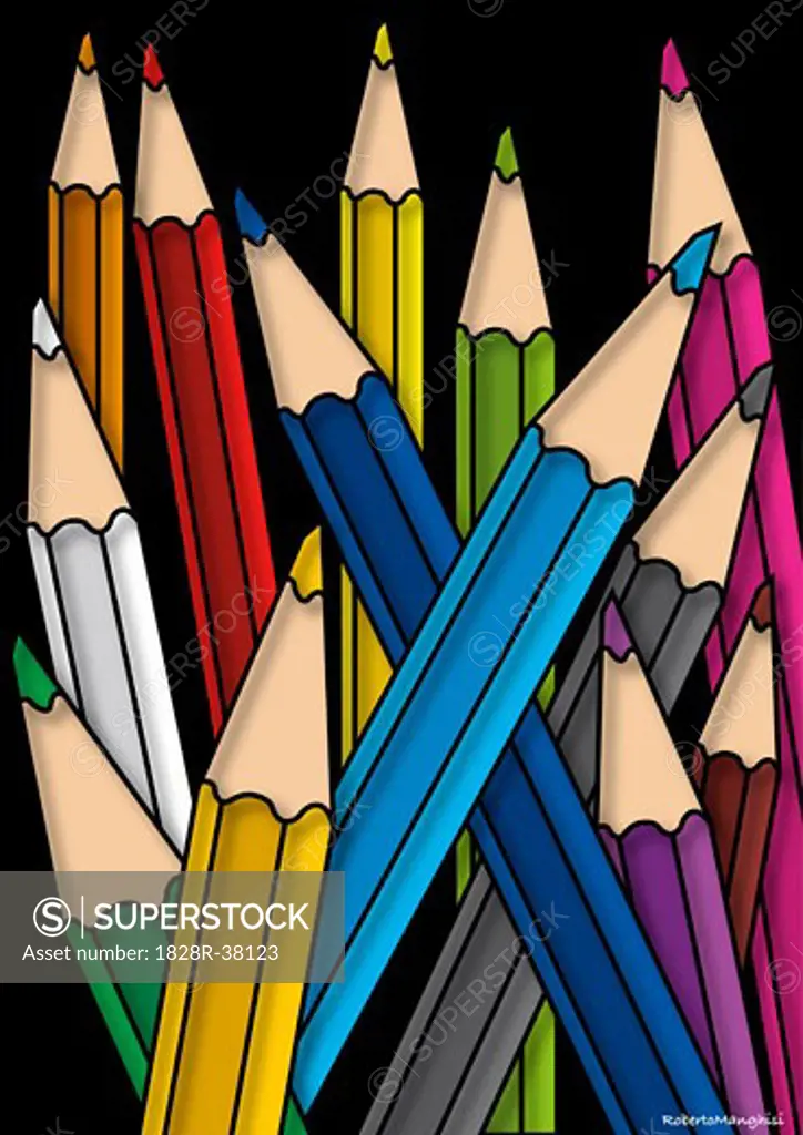 Illustration of Close-Up of Pencil Crayons   
