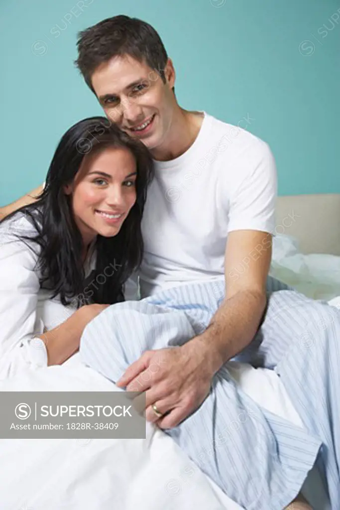 Portrait of Couple on Bed   