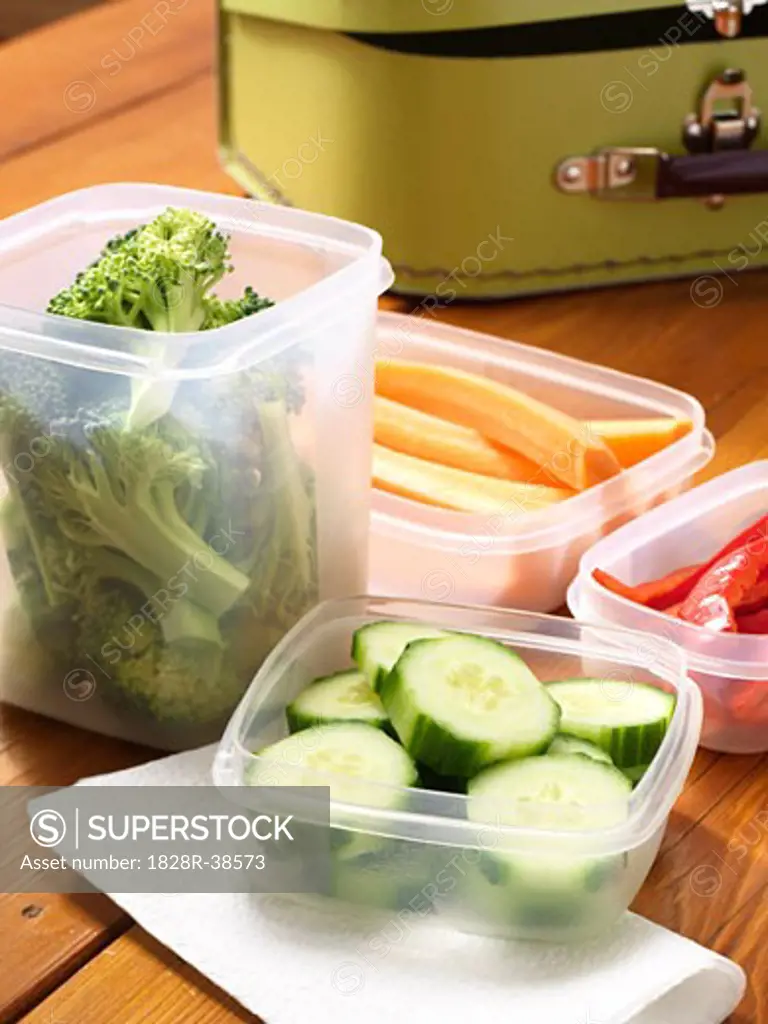 Cut Vegetables in Plastic Containers   