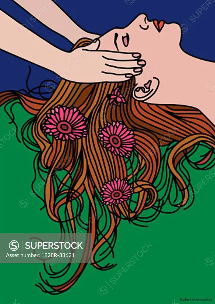 Illustration of Woman Getting a Massage   
