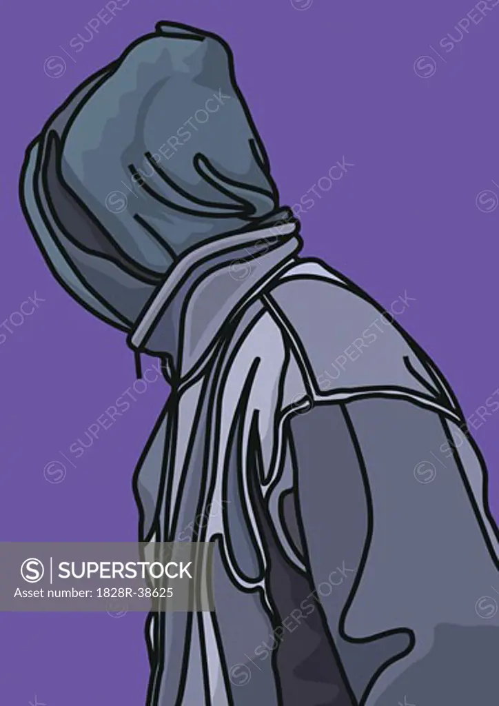 Illustration of Hooded Man   