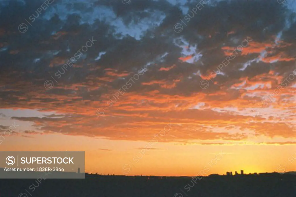 Sunset over City Phoenix, Arizona, USA   