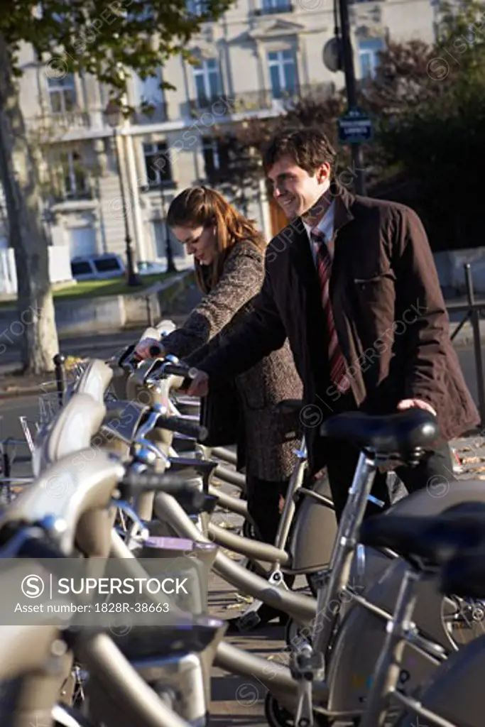 People Renting Bicycles, Paris, France   