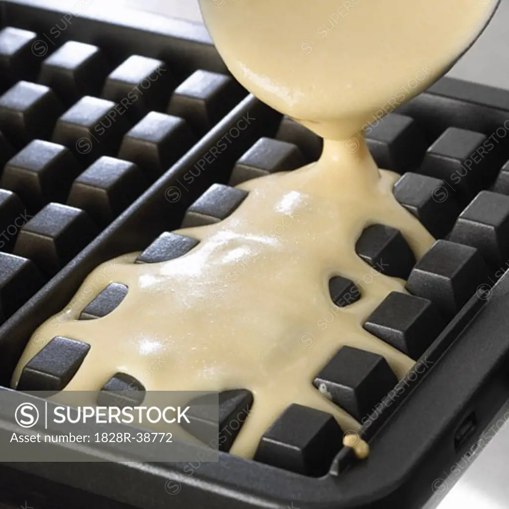 Pouring Batter in Waffle Iron   