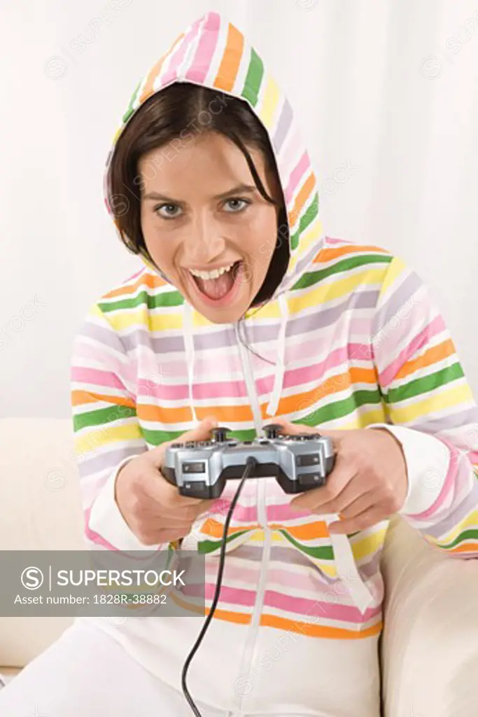 Woman Playing Video Game   