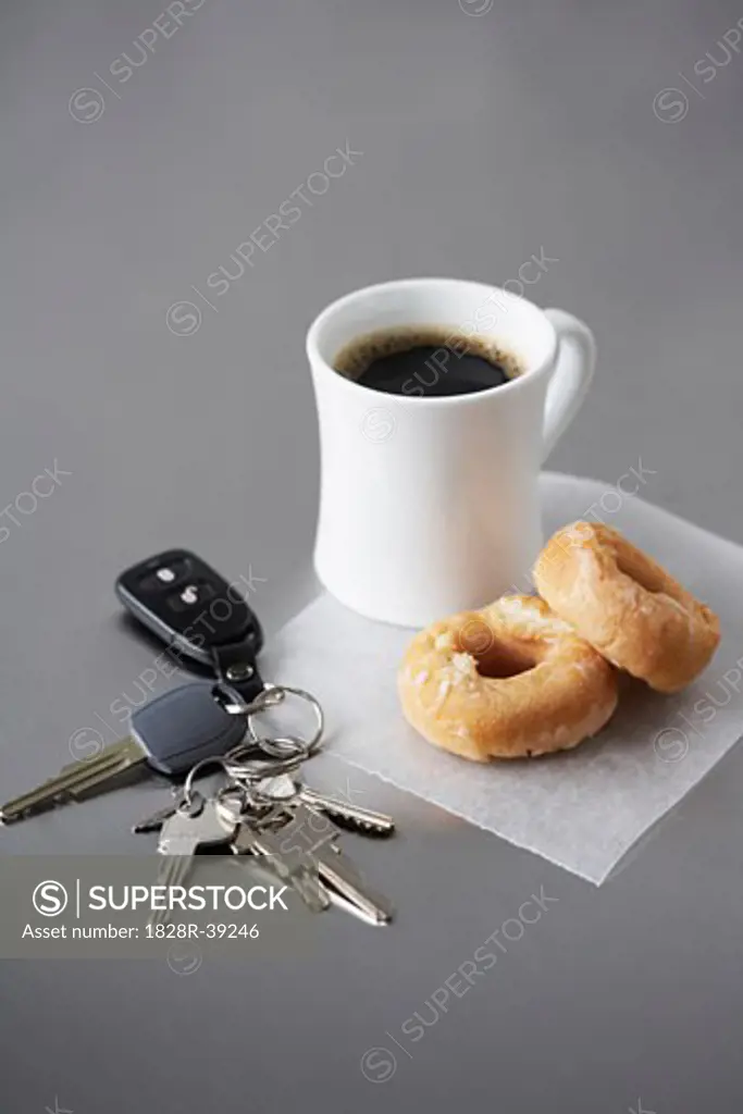 Keychain with Coffee and Doughnuts   