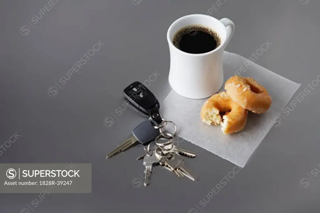 Keychain with Coffee and Doughnuts   