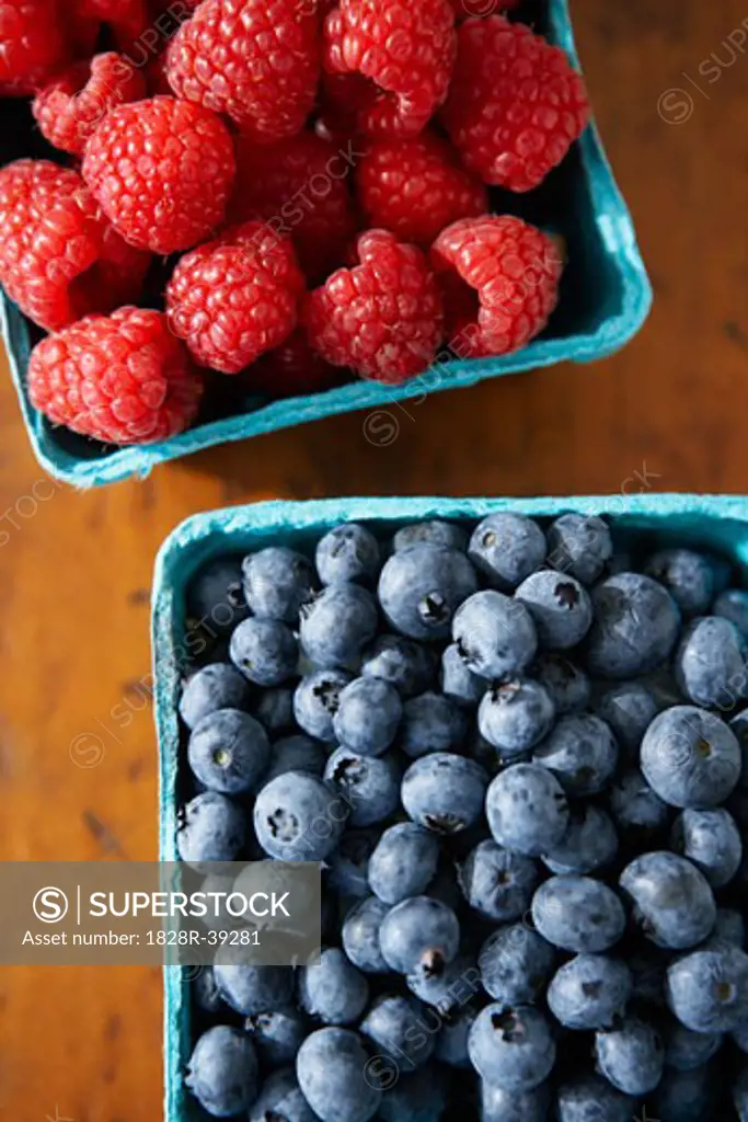 Cartons of Blueberries and Raspberries