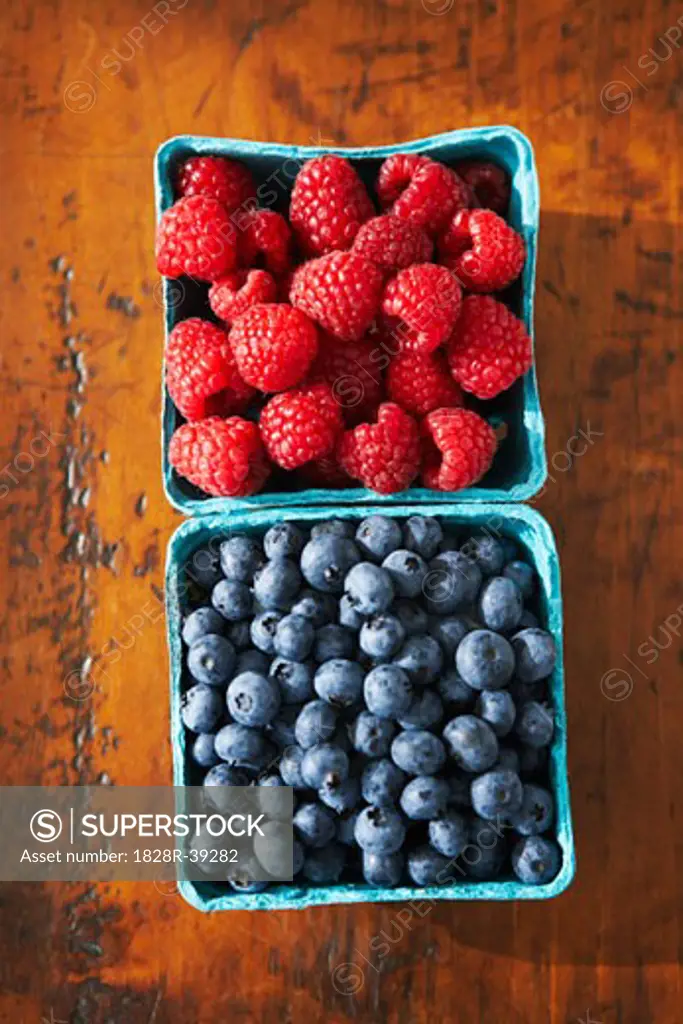 Cartons of Blueberries and Raspberries   