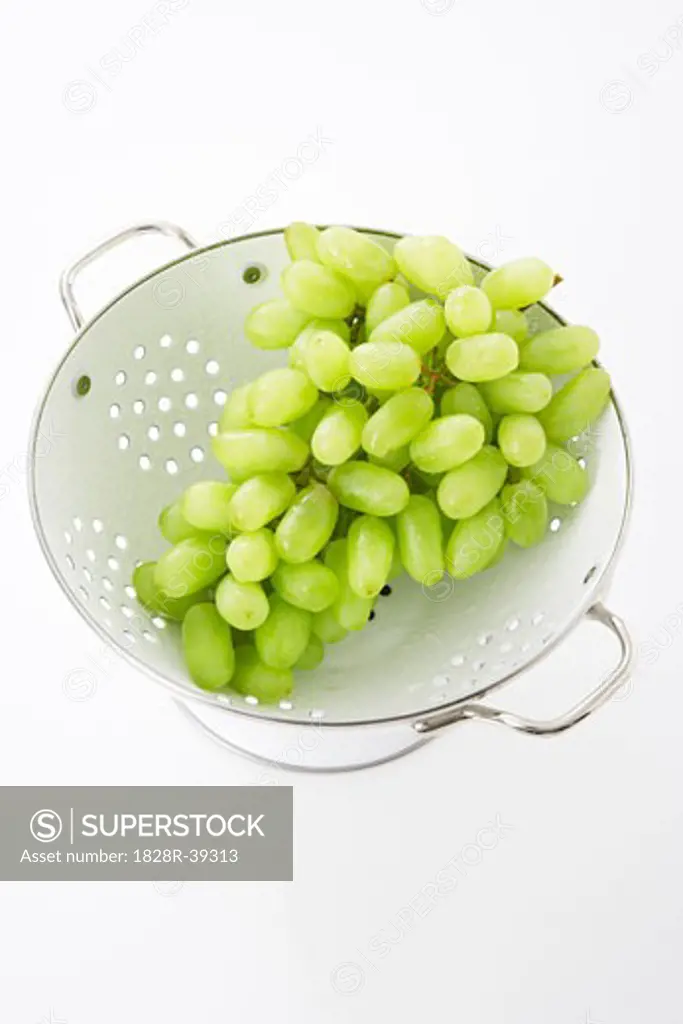 Colander of Green Grapes   
