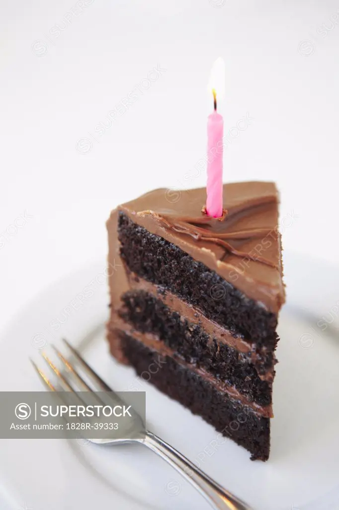 Slice of Chocolate Birthday Cake   