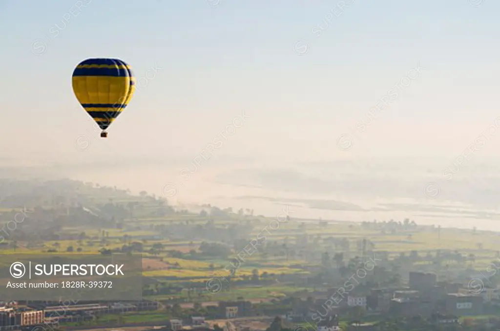 Hot Air Balloon Over the West Bank of Luxor, Egypt   