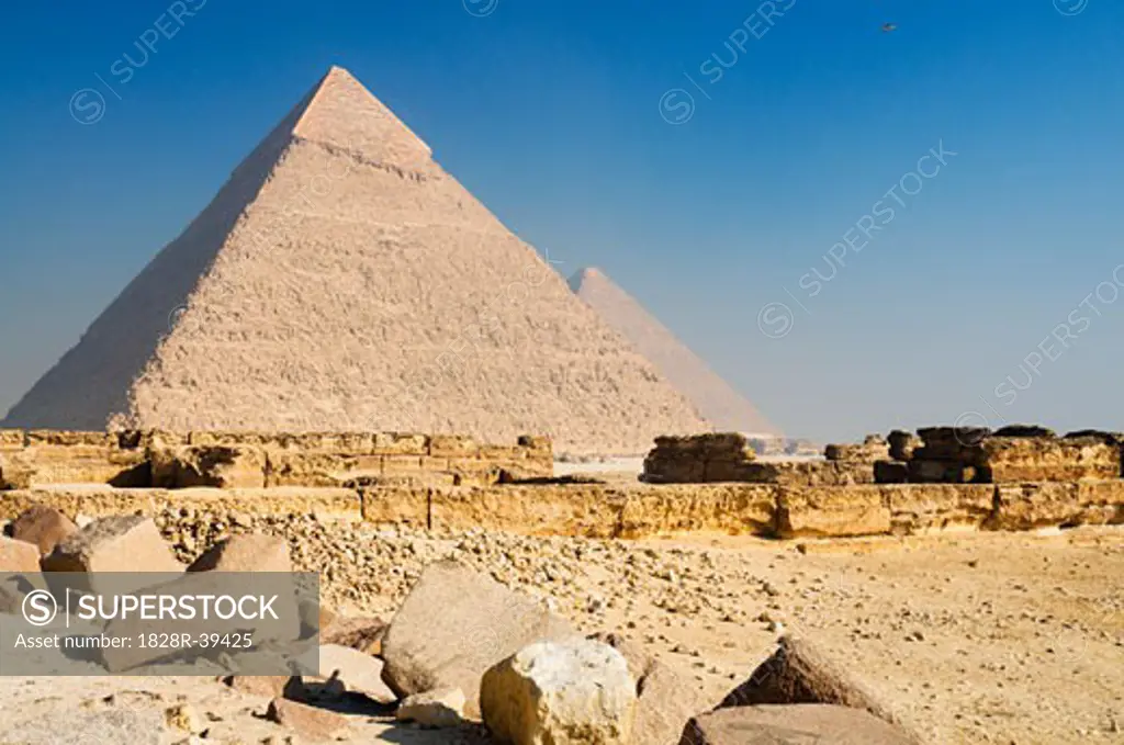 Pyramid of Khafre and Great Pyramid of Giza, Giza, Egypt   