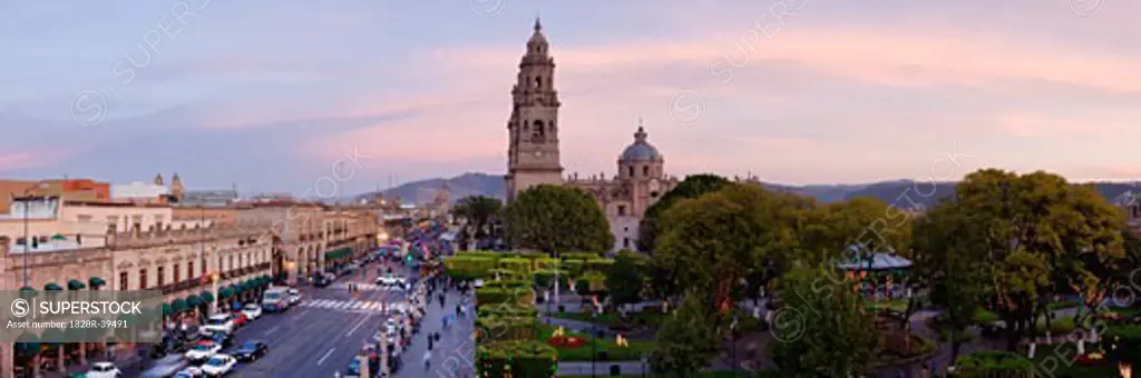 Avenida Mader and Plaza de Armas, Morelia, Michoacan, Mexico   