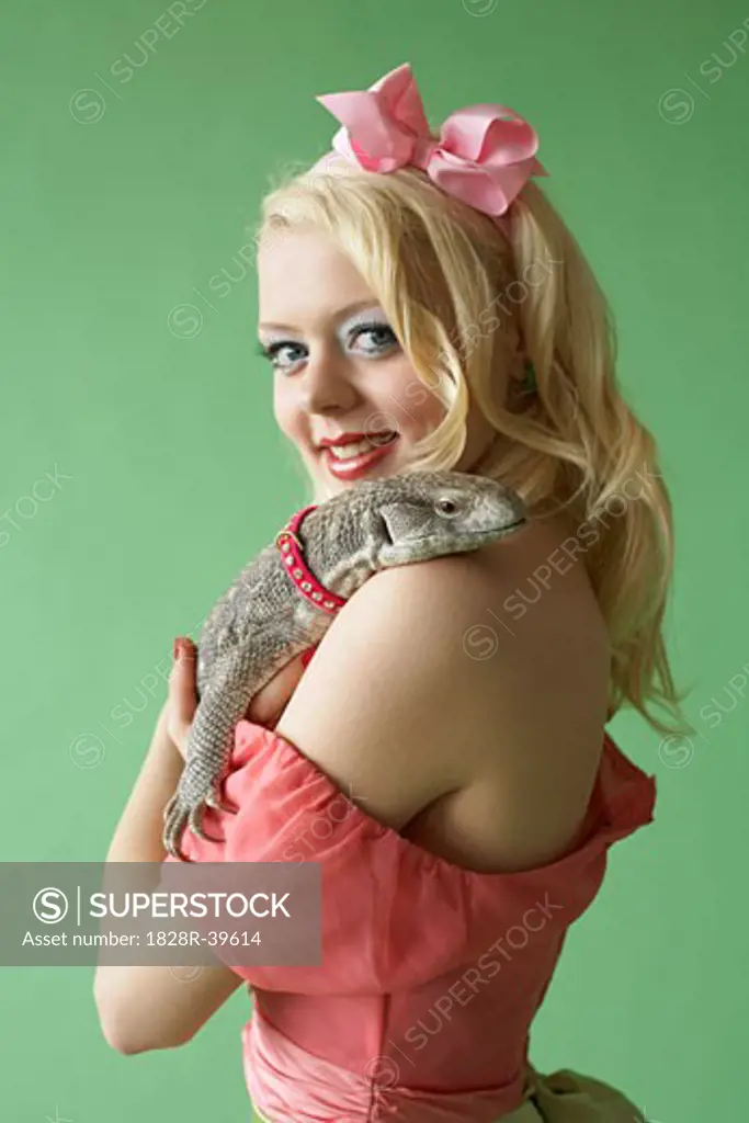 Portrait of Woman With Lizard   
