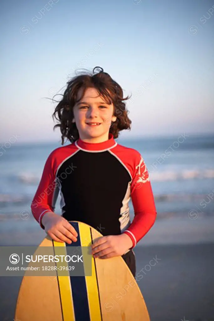 Portrait of Surfer, Ocracoke Island, Cape Hatteras, North Carolina, USA   