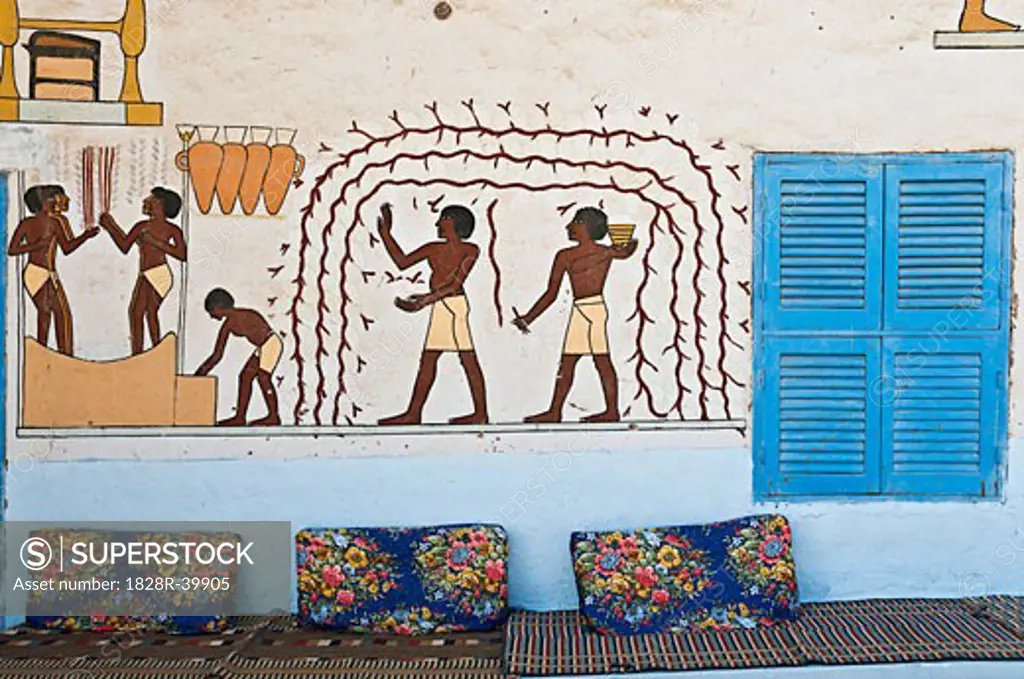 Painted House, Gurna Village, West Bank, Luxor, Egypt   