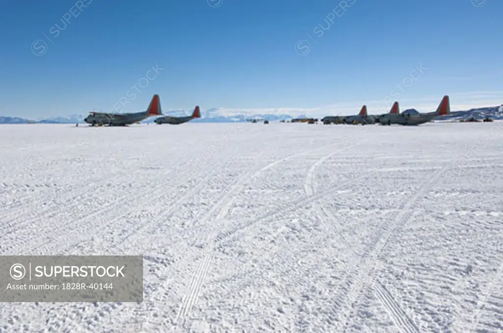 LC-130 Airplanes on Airfield, Ross Ice Shelf, Antarctica   
