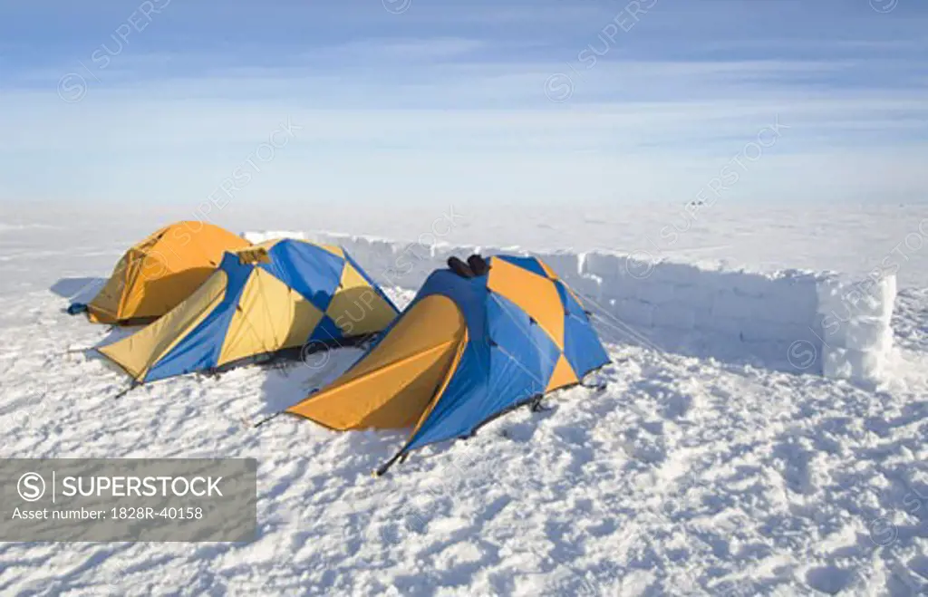 Camping on Ross Ice Shelf, Ross Island, Antarctica   