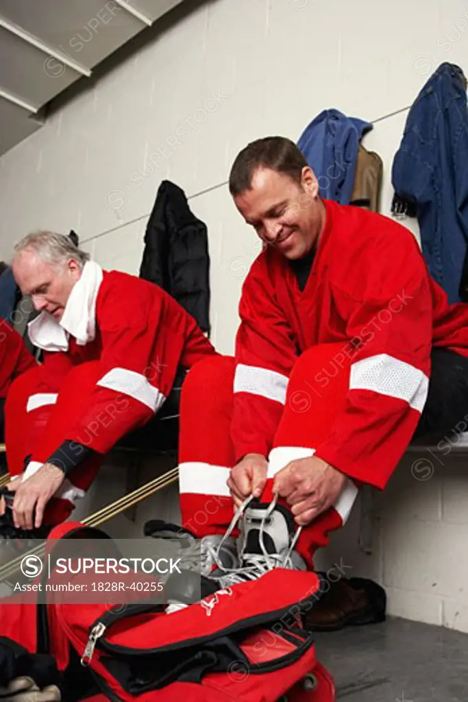 Hockey Players in Dressing Room   
