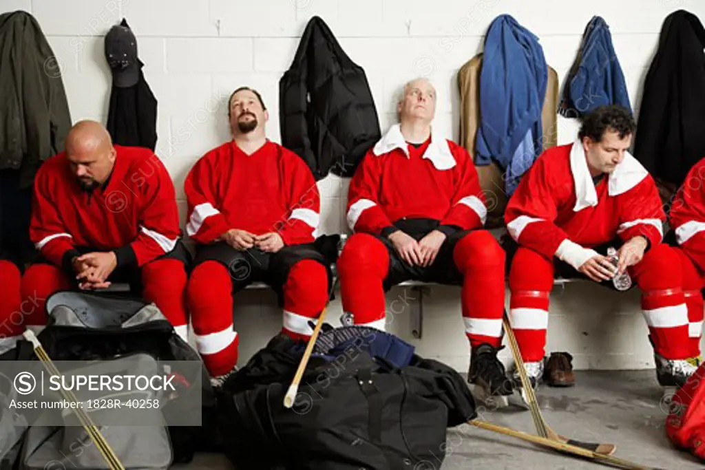 Hockey Team in Dressing Room   