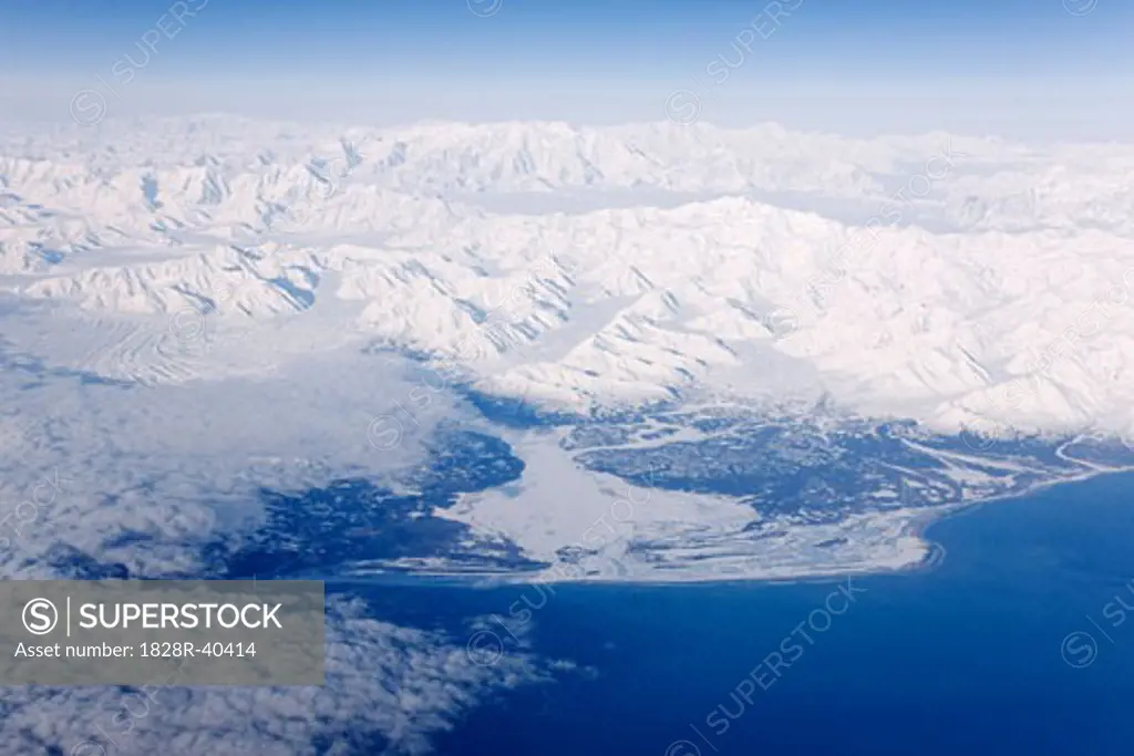 Aerial View of Alaskan Coastline   